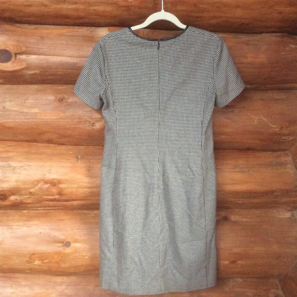 Polo Ralph Lauren Classic Houndstooth Wool Blend Leather Trim Dress Size 6 - Picture 7 of 7